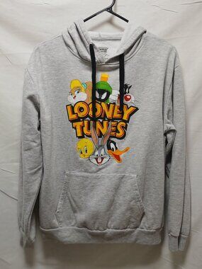 Looney Tunes Graphic Hoodie XL – Bugs Bunny Tweety Marvin Lola Sylvester Gray Pu